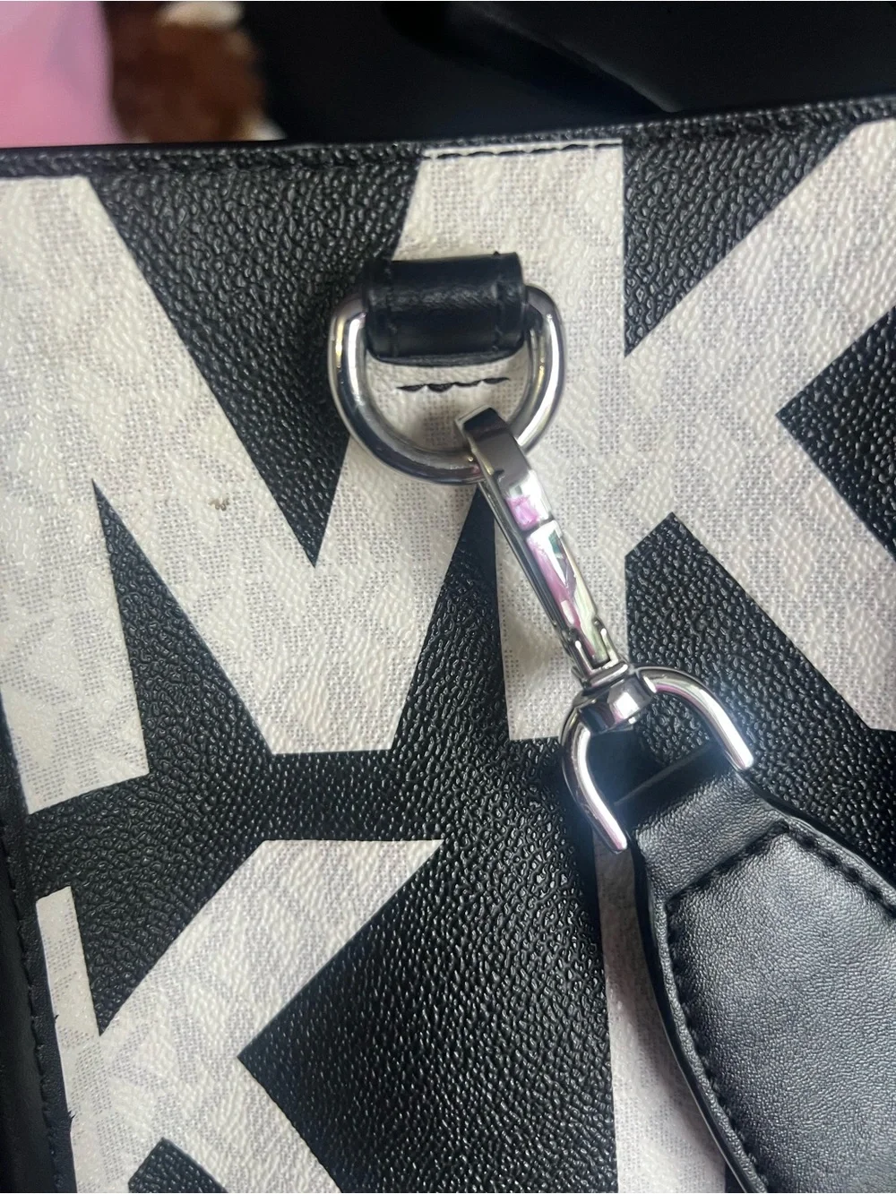 Michael Kors Black and White MK Logo Messenger Bag
